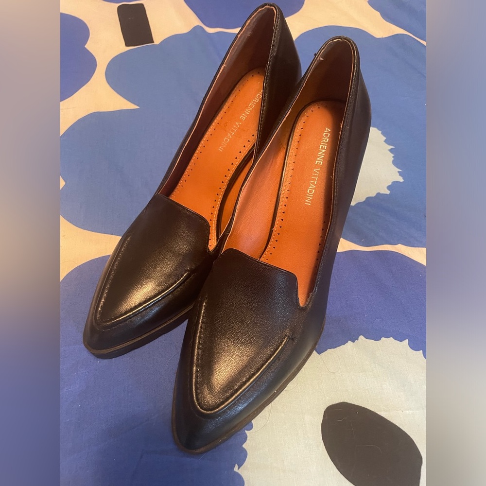 Black leather heels